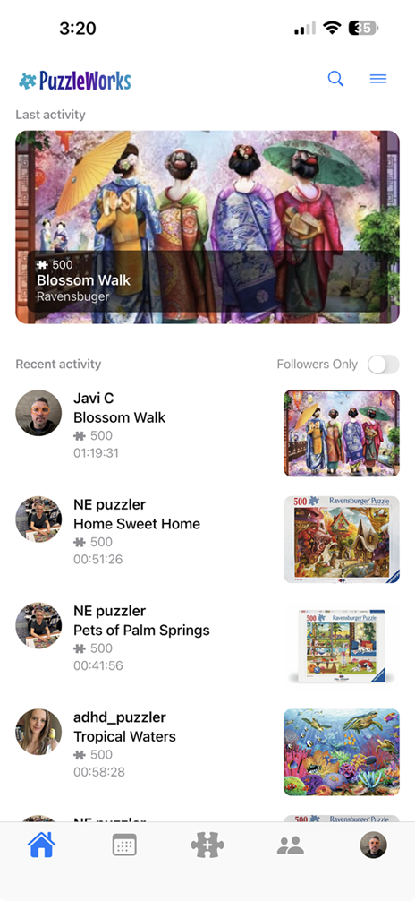 puzzleworks home screen